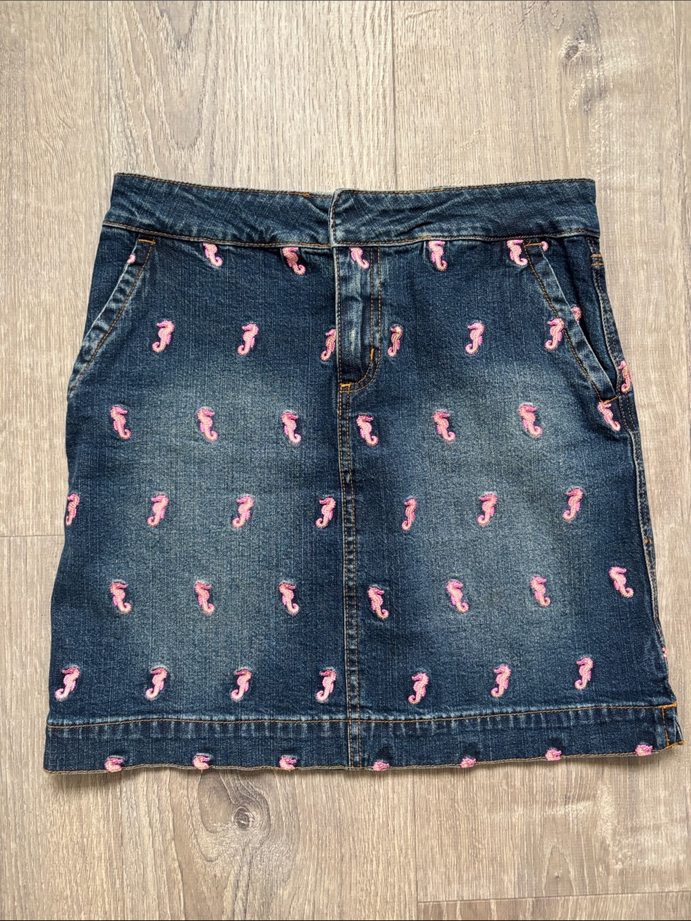Lilly Pulitzer Denim Skirt with Pink Seahorse Embroidery - Women